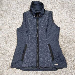 Kerrits Quilted Vest Womens Medium Black Equestrian Riding Full Zip Horse Print